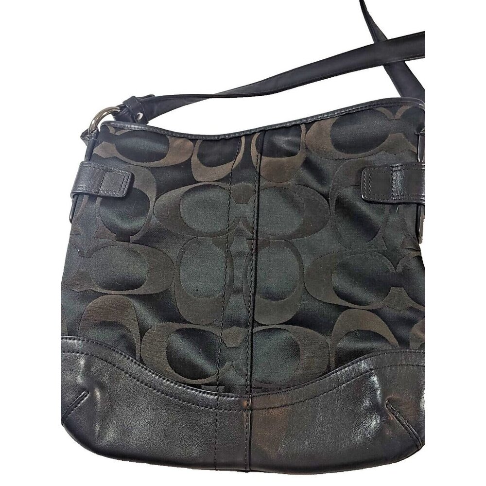 Coach Canvas/Leather F19730 Signature Crossbody Optic Chain Black Shoulder Bag - Picture 5 of 10